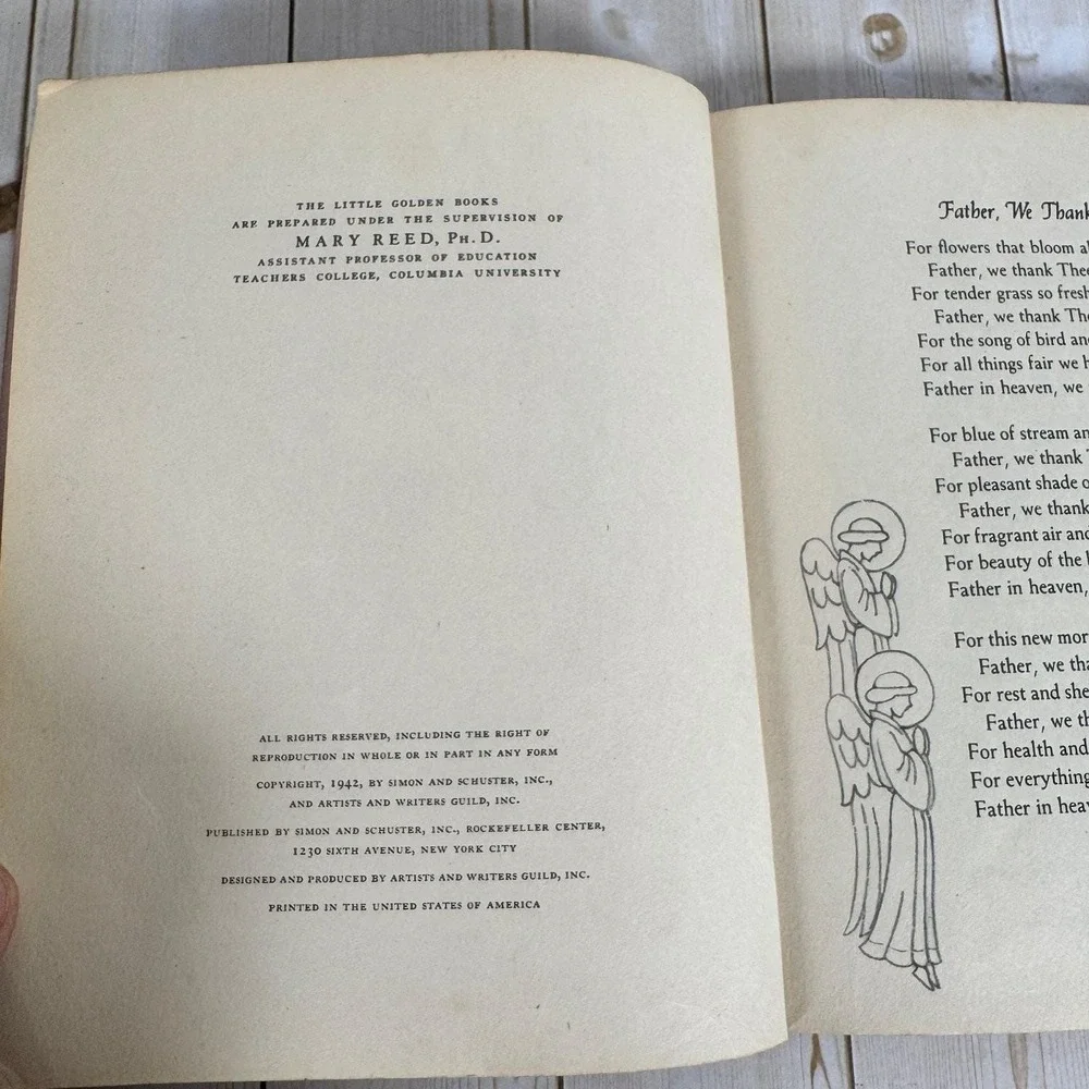 Prayers for Children Rachel Taft Dixon 1942 Little Golden Book Vintage Picture